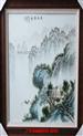 李林《风雨归舟》粉彩山水瓷板 作品的大小：50*50cm