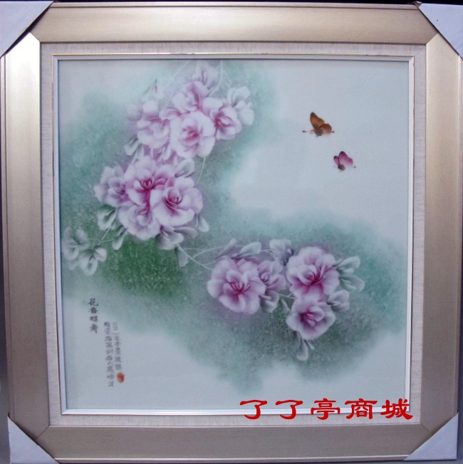 "花香谍舞".手指画,釉上彩.戚培才(中国陶瓷艺术大师)