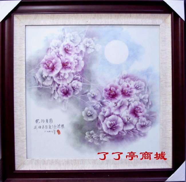 "花好月园".手指画,釉上彩.戚培才(中国陶瓷艺术大师)