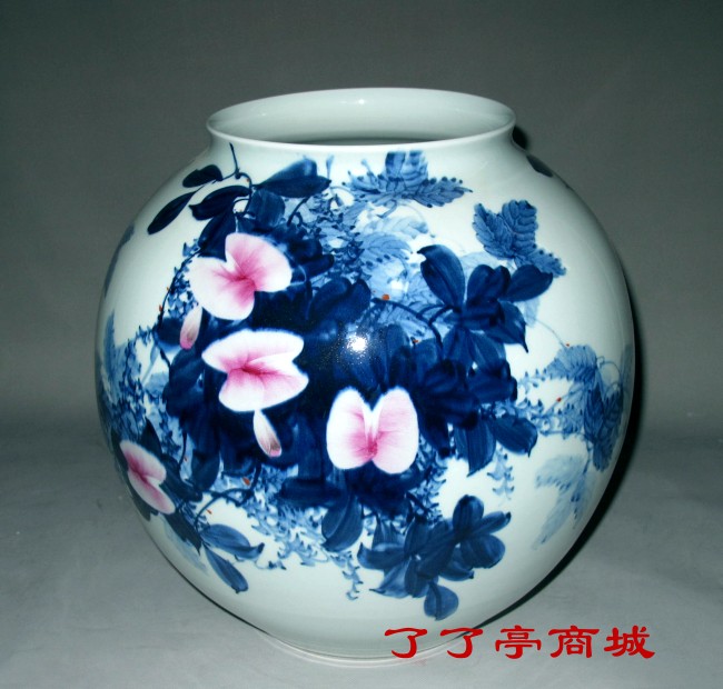 "山花B".手指画,青花斗彩.戚培才(中国陶瓷艺术大师)