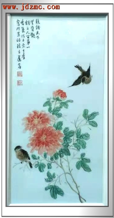 《众芳摇落独解妍图》，粉彩瓷板．宋士群(江西省高级工艺美术师)