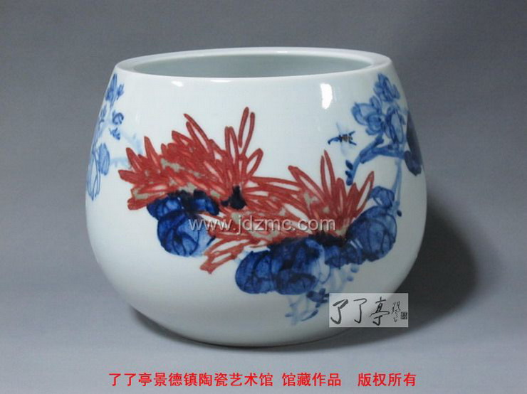 李云峰 青花釉里红 80件小品 菊花