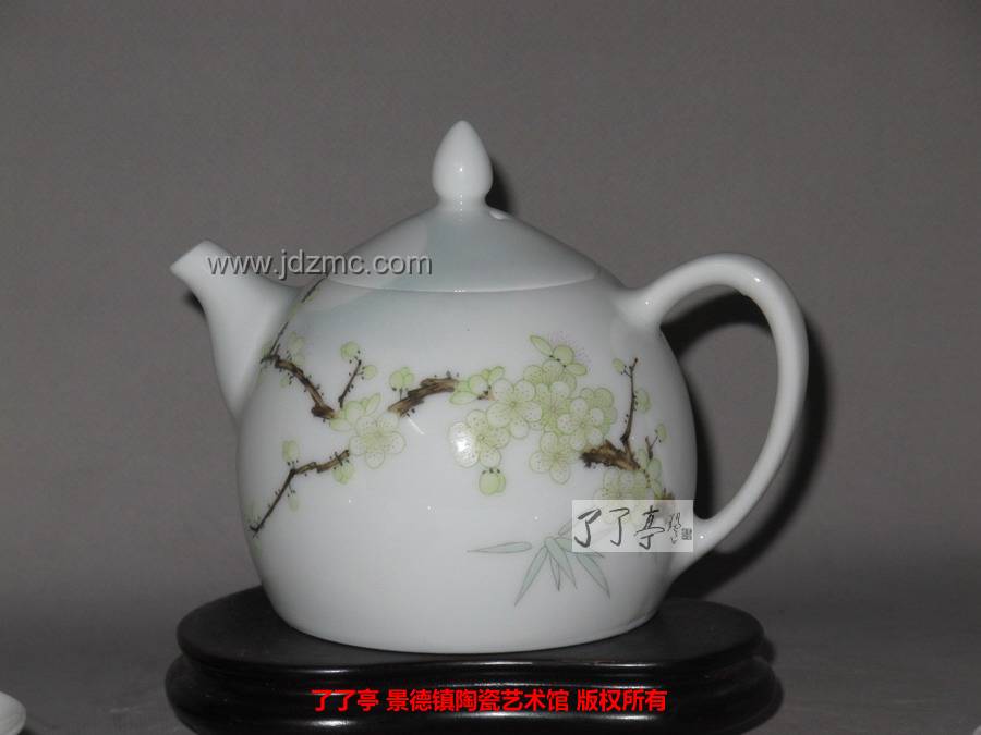 吴锦华工作室出品《铁骨幽香》粉彩花鸟茶具