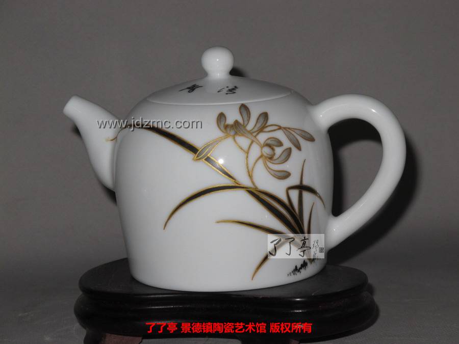 吴锦华工作室出品《清香溢远》粉彩花鸟茶具