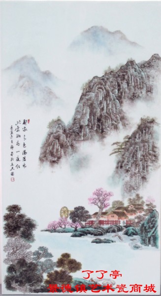 《此处桃花一片红》粉彩·王静（陶瓷美术教师.陶瓷世家）