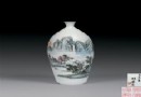1991年作 汪桂英 春山野渡 粉彩瓷瓶 拍卖成交价格：RMB：56000